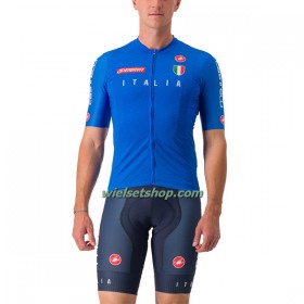 Fietskleding (Fietsshirt + Korte Koersbroek) 2023 Italië Nationaal Team - Blauw